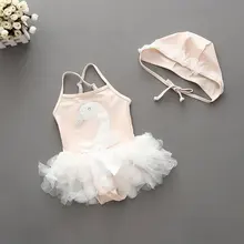 Купальный костюм для маленьких девочек, летний купальный костюм с лебедем, бикини со шляпой, детский купальный костюм+ шапочка, детские купальные костюмы