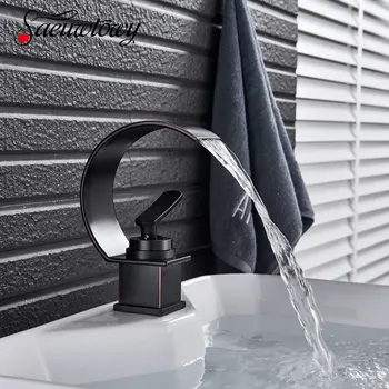 

Saeuwtowy Chrome or orb Basin Faucet Deck Mounted Single Holder One Hole Hot & Cold Mixer Tap
