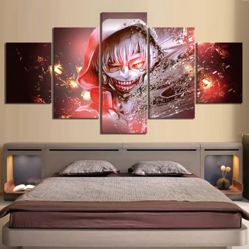 

5 Piece Animation Art Paintings Tokyo Ghoul Anime Poster Cartoon Wall Pictures Canvas Art for Home Decor Wall Art