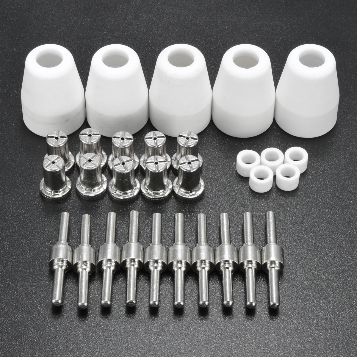 

30Pcs Plasma Cutter Consumabl Extended Nickel-Plated Electrodes Nozzles Gas Ring For LG-40 PT-31Torch CUT-50 Cutting Machines