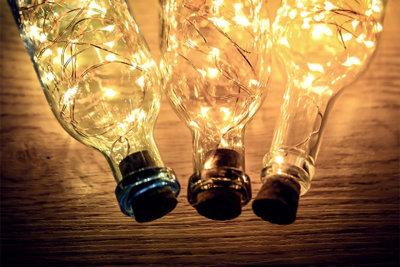 Nordic Creative Wood Deer Lamp LED Strip Lights Handmade Blue Glass Bottle Night Lights Art Deco USB Lighting Chirstmas Birthday Gift (7)
