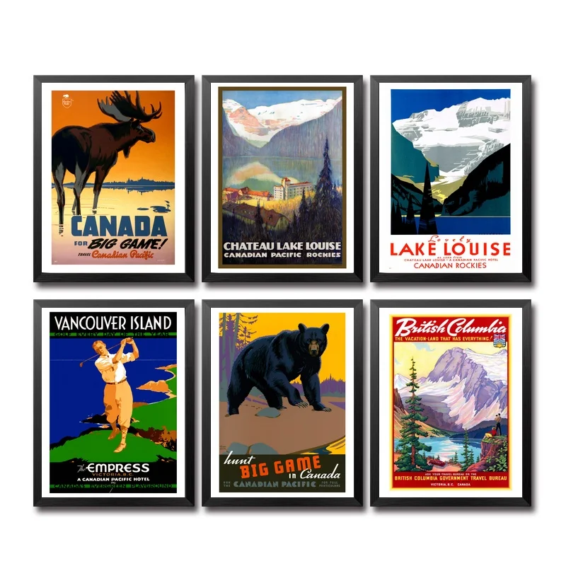 

Canada Game Sports Golf Bear Beach Ski Vintage Travel Poster