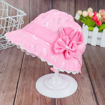 

Children Hat Lovely Summer Cute Princess Baby Hat With Bow Solid Color Lace Hollow Baby Girl Cap Beach Bucket Hats