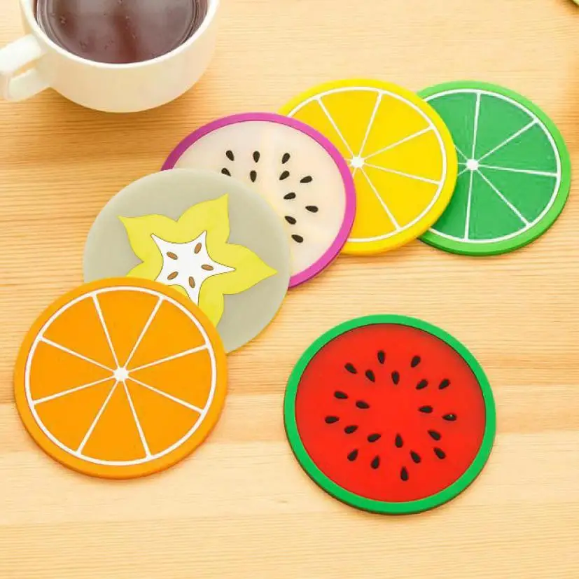 

Fruit Coaster Silicone Tableware Mats pad Colorful Cup mat Drinks coddee tea Holder Placemat Cool tools surface protectors mar6
