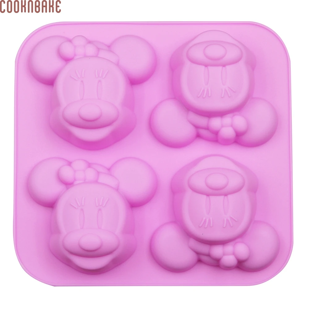 COOKNBAKE DIY силиконовая форма для мыла ручной работы маленькая силиконовая форма для торта 4 отверстия цветок медведь прекрасный Кот и мышь