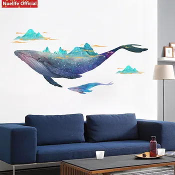 

Blue whale pattern dormitory wall stickers living room bedroom restaurant kids room college students dormitory pvc wall stickers