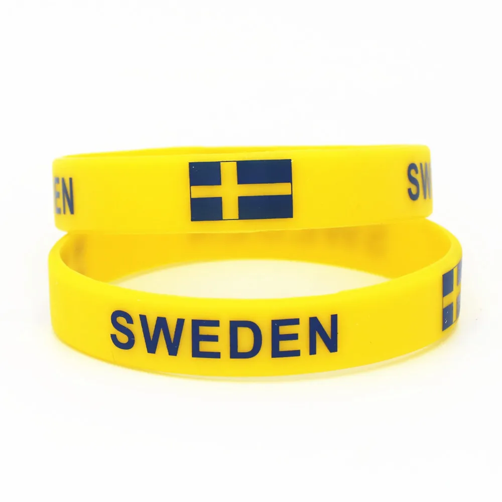 1 шт. в Швеции страна Силиконовый браслет с флагом футбольной команды болельщиков спортивные эластичные резиновые браслеты и ручной браслет-повязка SH240
