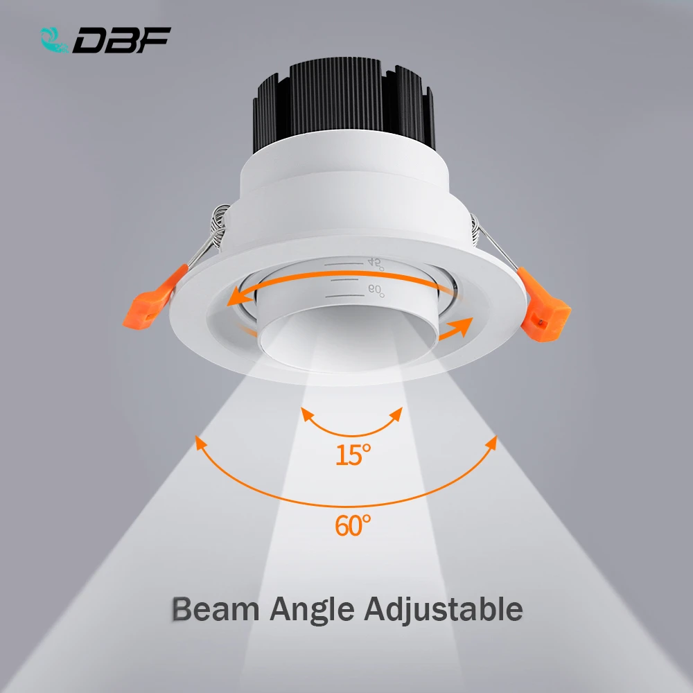 

[DBF]Beam Angle Adjustable 15/45/60 Degrees LED COB Recessed Downlight 5W 10W 15W LED Ceiling Spot Light for Picture Background