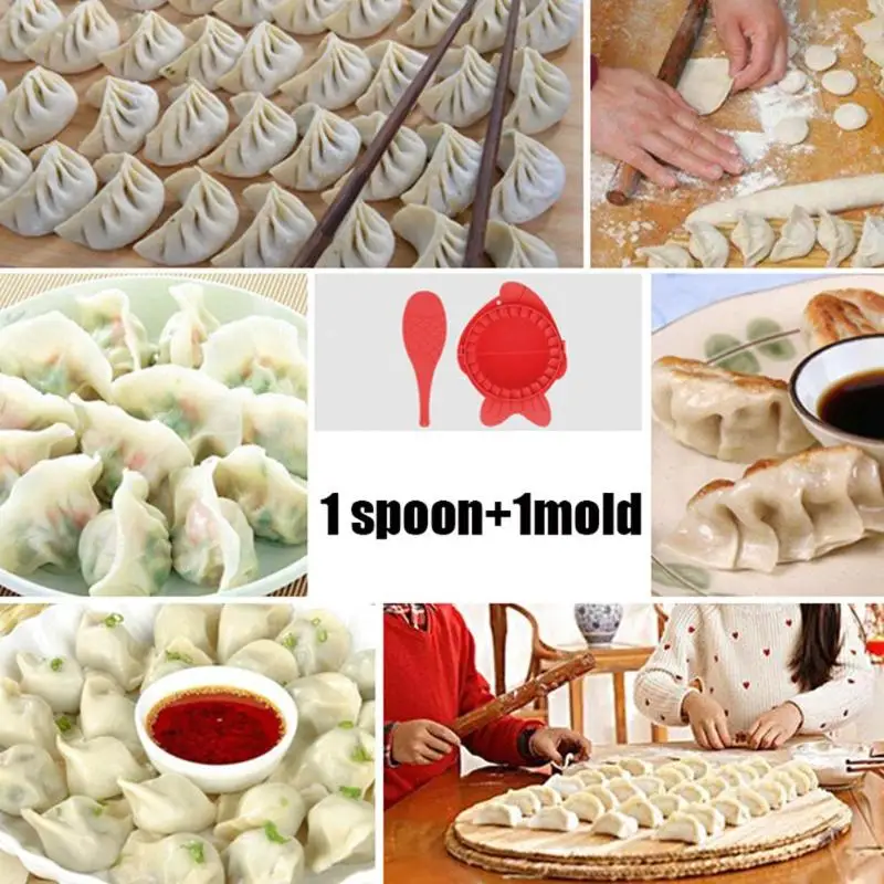 

New Healthy Kitchen Dumplings Maker Tool Jiaozi Dumplings Wrapper Cutter Device+Spoon Filling Pie Gadget Set