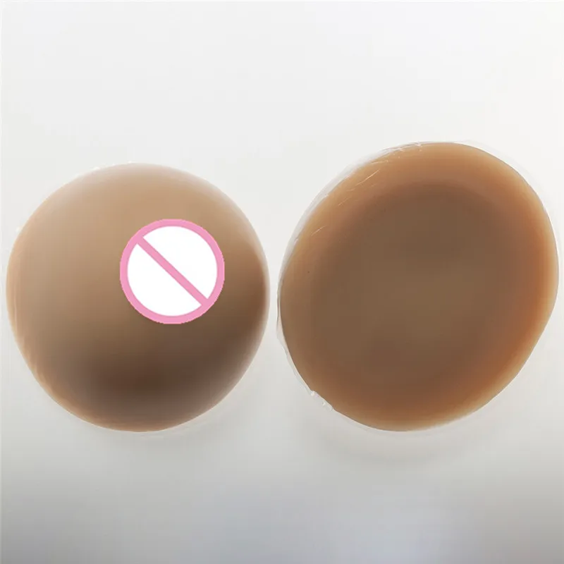 

2000g/pair Cross Dresser Silicone Breast Forms Enhancer Cup FF Circular False Boobs Transgender Fake Breast Brown