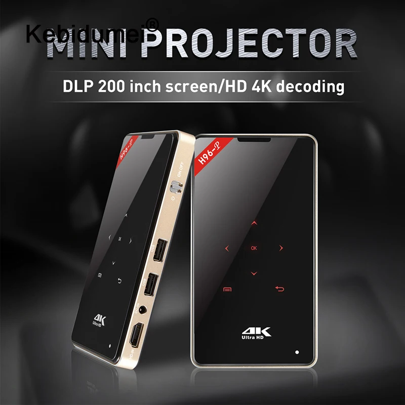 

H96-P Mini DLP 4k Projecteur Quad Core for Android Portable Home Video Theater Bluetooth HD-IN 2.4G/5.8Ghz WIFI TV Box 2GB 16GB