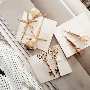 

Retro Women Hair Clip Mini Key Hairpin Ladies Barrette Girls Hair Claw Hair Pin Hair Retro Metal Barrettes Palace style Hairpins
