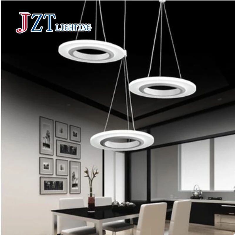 

T Simple artistical Pendant Light With LED Chips Fish WireAcylic lamp For Dining Room Bar Ring Shape For Office Best Pices