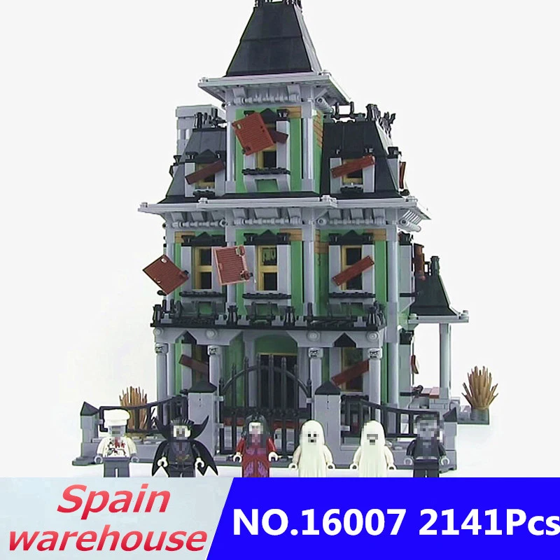 

16007 The Haunted House Building Blocks 2141Pcs Compatible Legoing City House 10228 Halloween Gift With Figure Ship From Spain