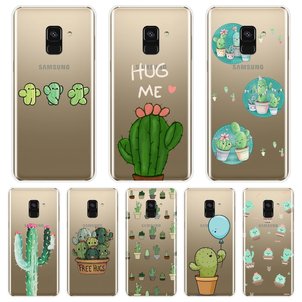 

Phone Case Silicone For Samsung Galaxy A6 A8 Plus 2018 Cactus Floral Soft Back Cover For Samsung A3 A5 2016 2017 A6 A7 A8 2018