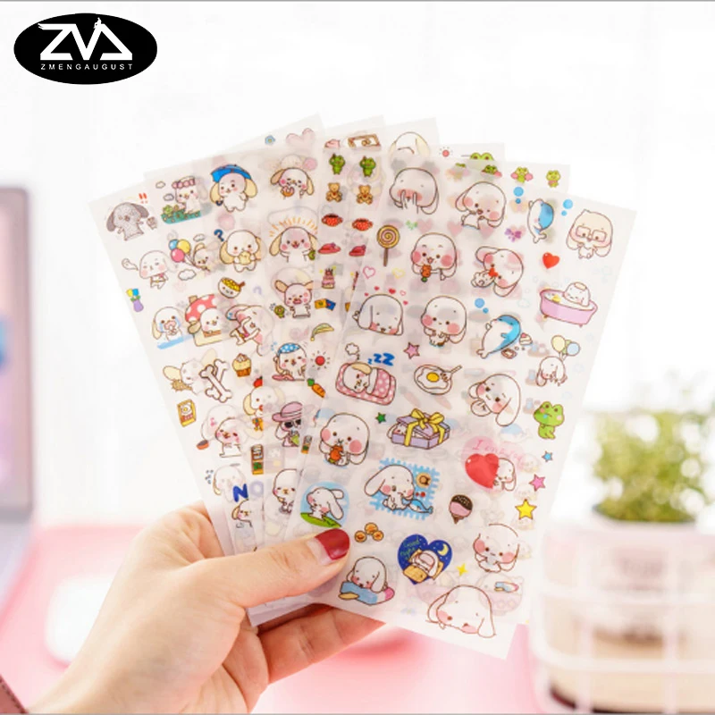 

6pcs/lot Cute Creative Happy big ear dog PVC diary sticker diy scrapbooking planner sticker kawaii office stationery