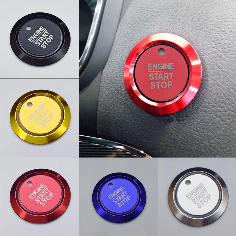For Ford F150 15-18 1pcs Metal Start Stop Engine Push Button Key Ring Cover Trim