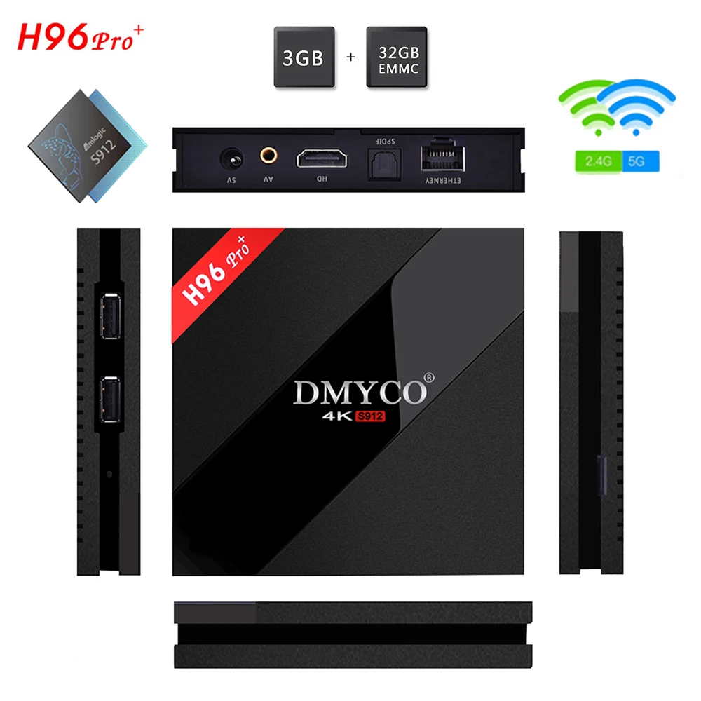 

2018 Newest H96 Pro+ Amlogic S912 Android 7.1 OS Smart TV Box 3GB DDR3 32GB EMMC 5.0GHz WiFi H.265 4K H96 Pro PLUS Media player