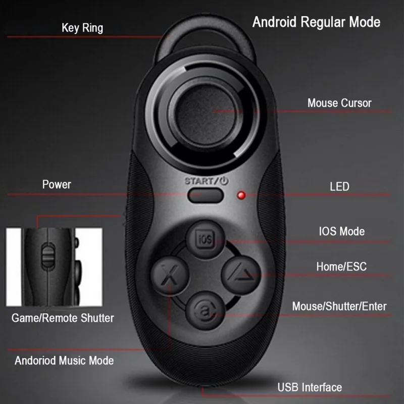 Универсальный Bluetooth пульт дистанционного управления, джойстик консоль игровая селфи затвора для Android iOS смартфон для 3D VR очки Горячая