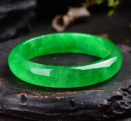 

56.4mm Natural Emerald Green Jadeite Jade Bangle Bracelet Handmade