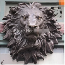 free shipping West Art pure bronze sculpture carvings fierce beast of prey lion head figurine