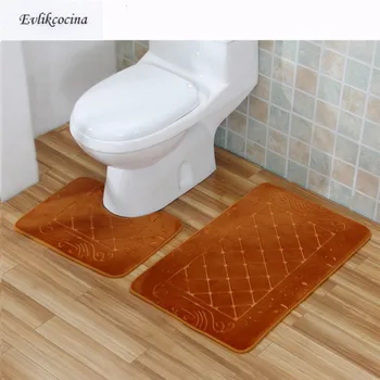 

Free Shipping 2pcs Khaki Bathroom Toilet U Type Mat Bath Mat Set Non Slip 40x50CM+50x80CM Tapis Salle De Bain Alfombra Bano