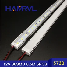Светодиодный светильник для бара s 50 см 5730 жесткая полоса кухонный светодиодный светильник 36s DC12V твердая полоса с U плоской крышкой 5 шт. 50 см