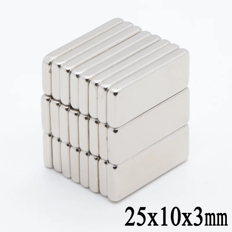 20 штук 25x10x3 мм сильный N52 неодимовые магниты блок; из редкоземельных металлов DIY мощный постоянный магнит
