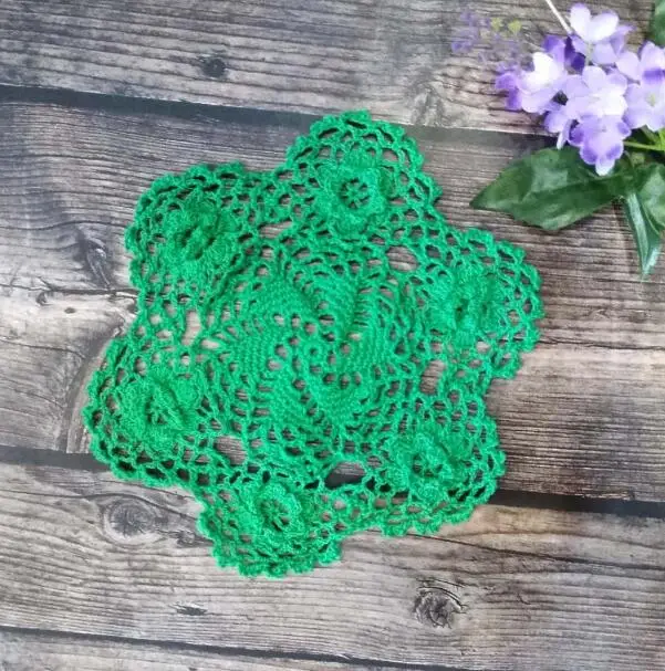 

Christmas Placemats Cup Mat 3D Flower Coasters Table Mat Cotton Crochet Doilies Place Mats 20cm Placemat Kitchen Pad Home Decor