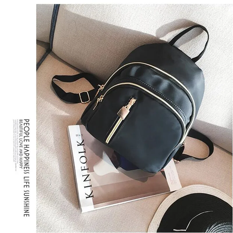 

2019 Casual High Quality Fashion Travel Tote Backpack Nylon Backpack Women Black Waterproof Nylon School Bags for Teenage Girls