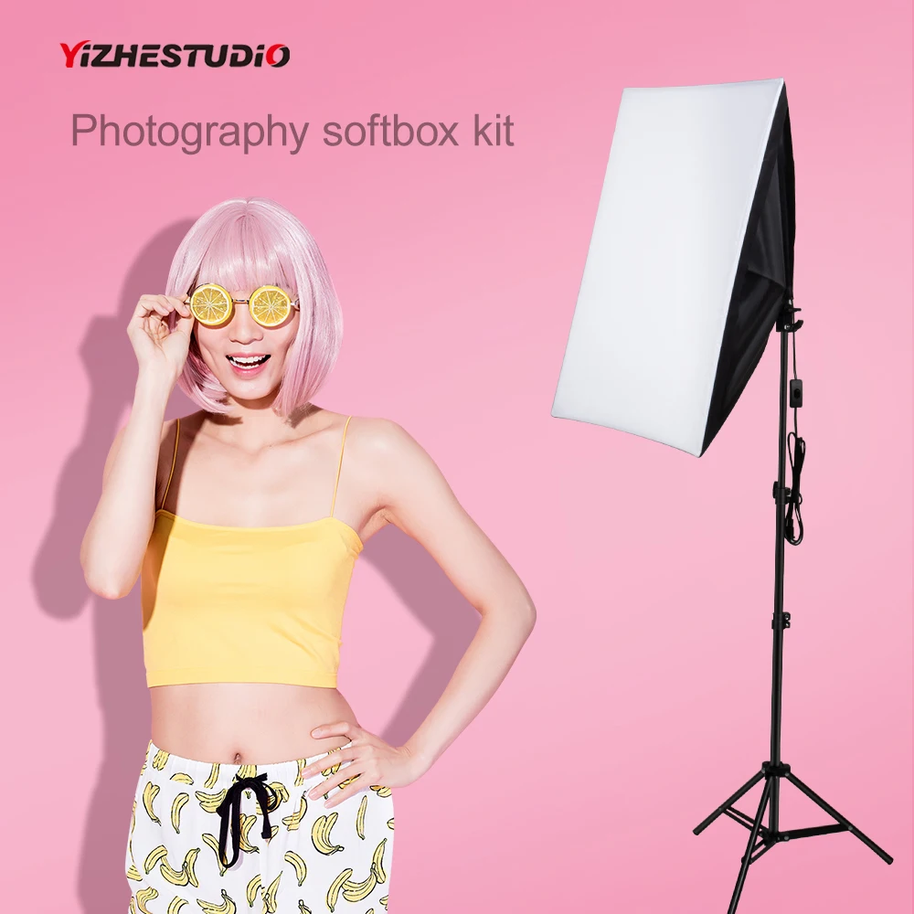

Photography Lighting Softbox 50*70cm Portable Photo studio Diffuser Umbrella Soft box for flash with 2M tripod stand 58 w light