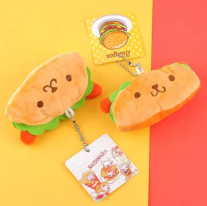 1 шт. Милая Корейская еда гамбургер сэндвич хот-дог подвеска плюшевая кукла игрушка кукла плюшевые брелки детские подарки