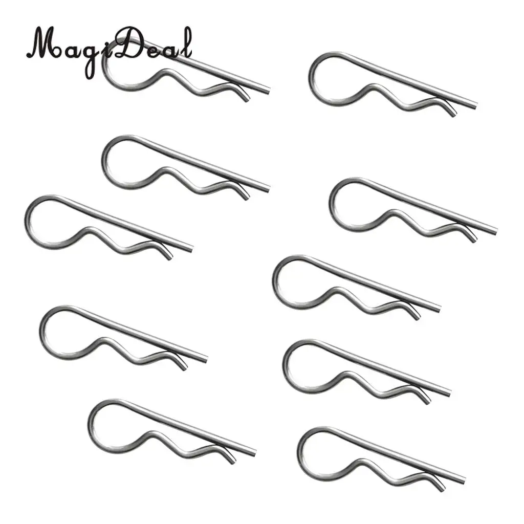 MagiDeal Strong Durable 10Pcs Marine Stainless Steel R Retaining Clip Spring Cotter Pin 1.2x22mm for Rowing Sailing Boating Acce
