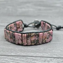 Плетение Браслеты кожаный плетеный браслет с черный, красный линии натуральный камень один браслеты украшают статью