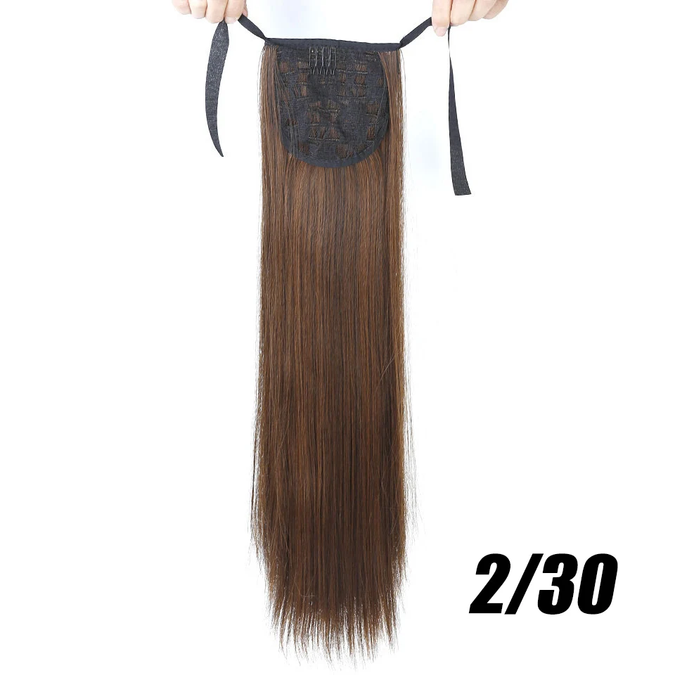AOSIWIG 30 ''-32'' 3 цвета длинные прямые конский хвост термостойкие волосы клип в синтетических волос конский хвост - Цвет: #30