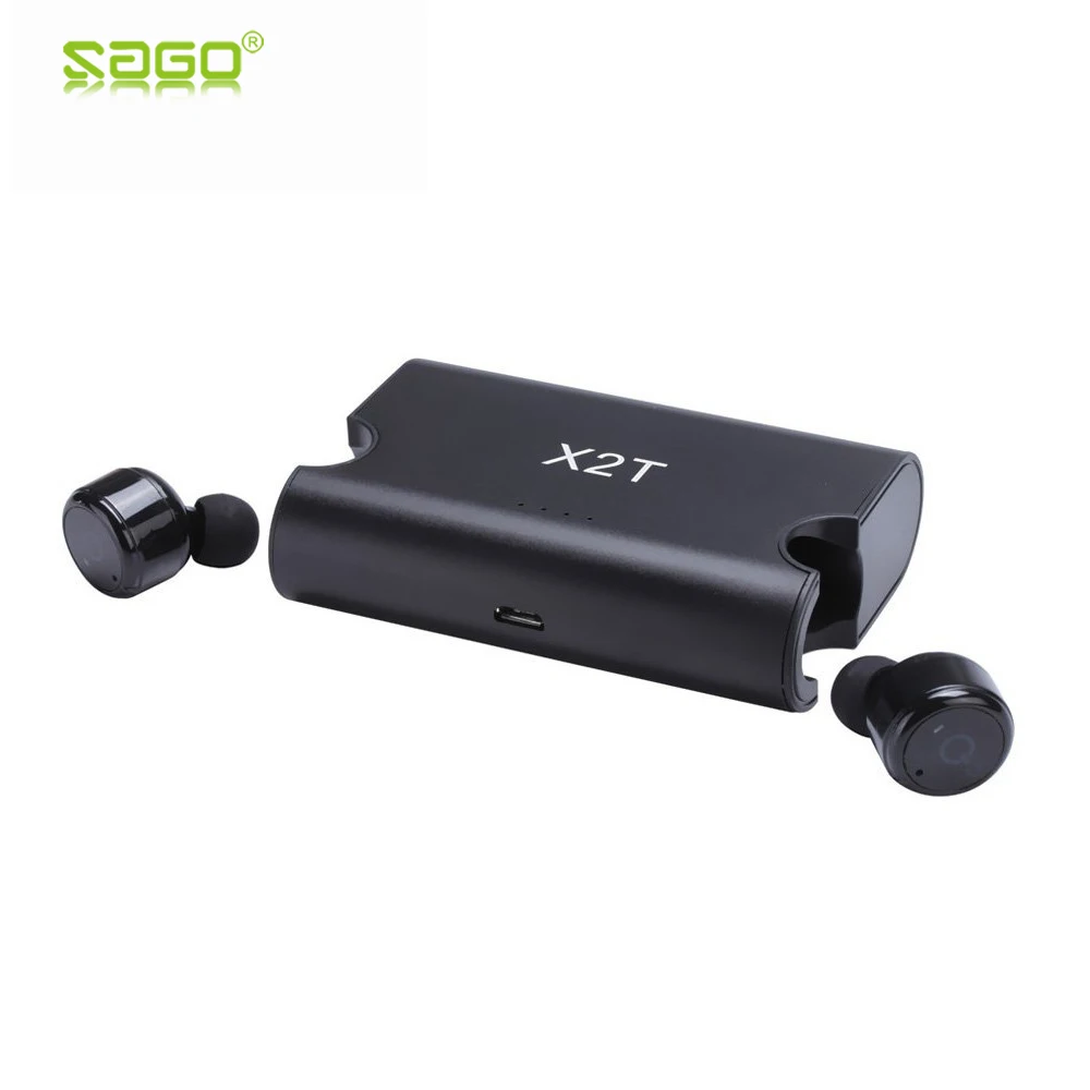 SAGO True In-Ear Беспроводные спортивные наушники TWS X2T мини наушники bluetooth гарнитура с микрофоном power bank для iphone 8/plus/huawei