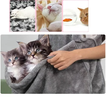 

1 Pcs/lot Soft Coral Velvet Apron with Pocket Anti Sticky Pet Hair Kittens Warm Nest Home Apron for Picking up Cats