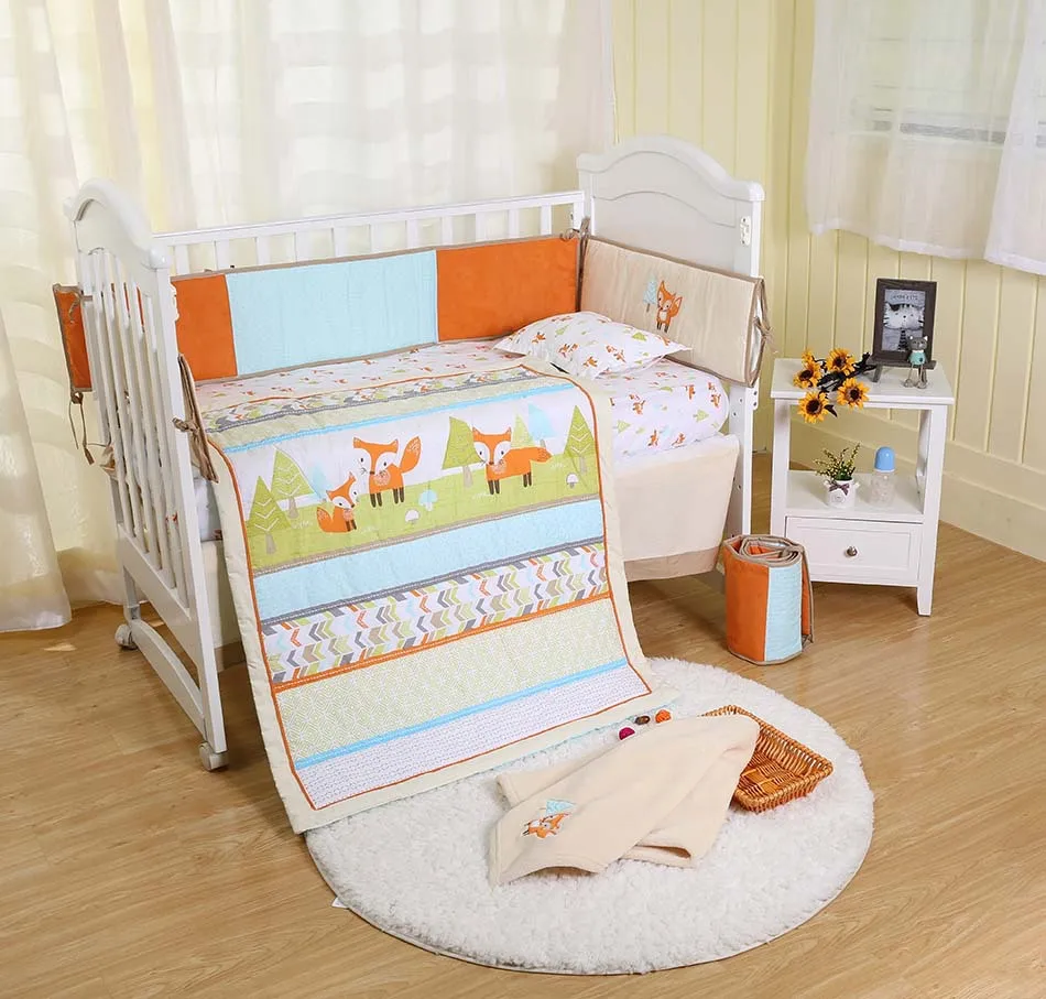 Baby Bed Bumpers 100 Cotton Cute Cartoon Fox Breathable Bed Sheet