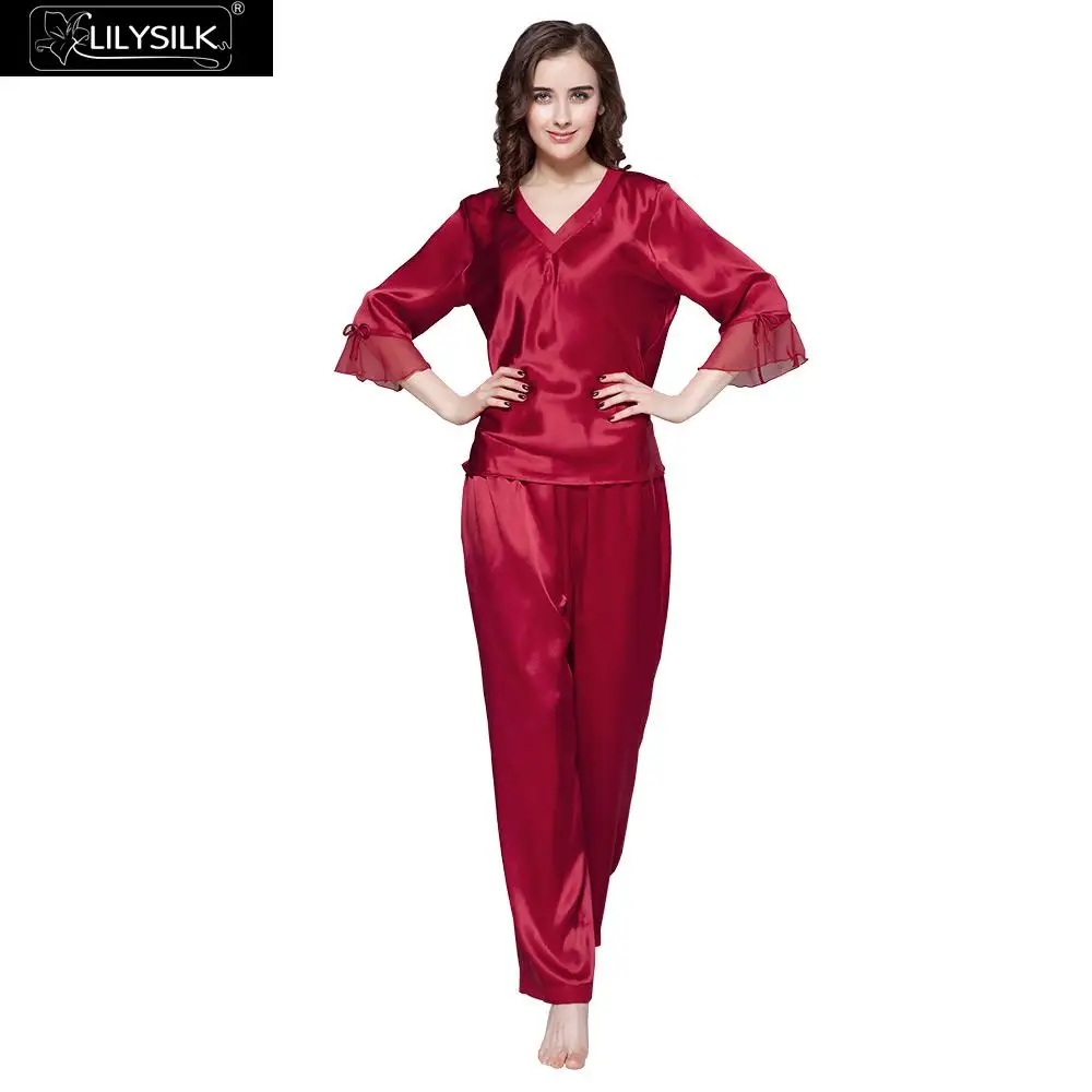 LilySilk пижама женская шелковаякостюм белье домашняя одежда для женщин Бесплатная