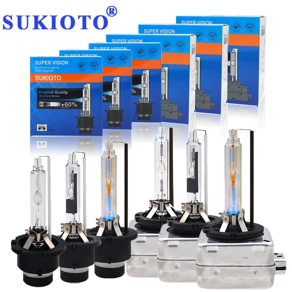 SUKIOTO 1 pair AC 35W HID xenon Bulb 4300K 3000K D1S D2S D3S D4S 5000K 6000K 8000K 10000K Purple Pink Green Blue Car headlight