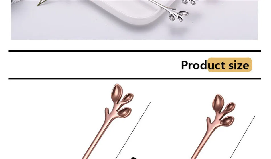 Creative Stainless Steel Fork Spoon Leaf Shape Handle Coffee Cake Dessert Ice Cream Forks Spoons Glossy Household Tableware 1pcs