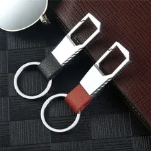 DIY металлический брелок с логотипом из натуральной кожи унисекс автомобильный брелок