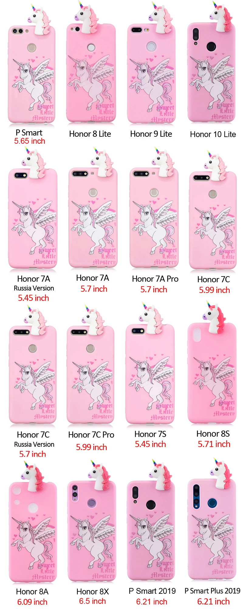 huawei pu case 3D Kỳ Lân Gấu Panda Xương Rồng Silicon TPU Dành Cho Huawei P Thông Minh 2019 Honor 8 9 10 20 Lite 10i 7A 7S 8S 8X 8C 8A 9X Pro waterproof case for huawei