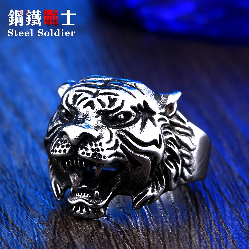 Мужское кольцо из нержавеющей стали с изображением тигра|jewelry pearl ring|ring couple jewelryring