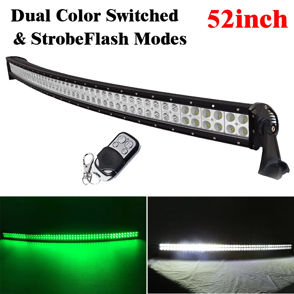 52inch 300W White Green Dual Color Switched Strobe Led Curved Light Bar