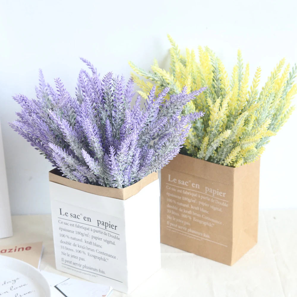 2019 decoración romántica de la Provenza flor de lavanda falsa seda flores artificiales grano decorativo plantas de simulación flores artificiales