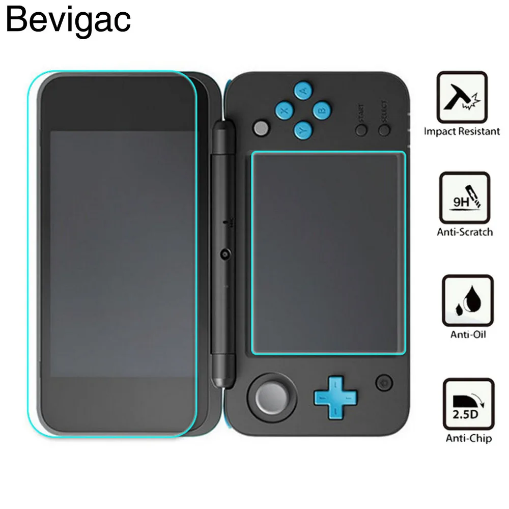 

Bevigac 9H Hardness High Definition Tempered Glass Screen Protector Film Guard for Nintend Nintendo New 2DS XL LL Console Game