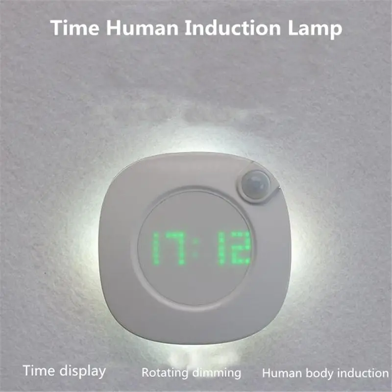 

CLAITE LED PIR Motion Sensor Night Light with Time Clock for Home Bedroom Stairs Wall Lamp Brightness Charging Battery Power