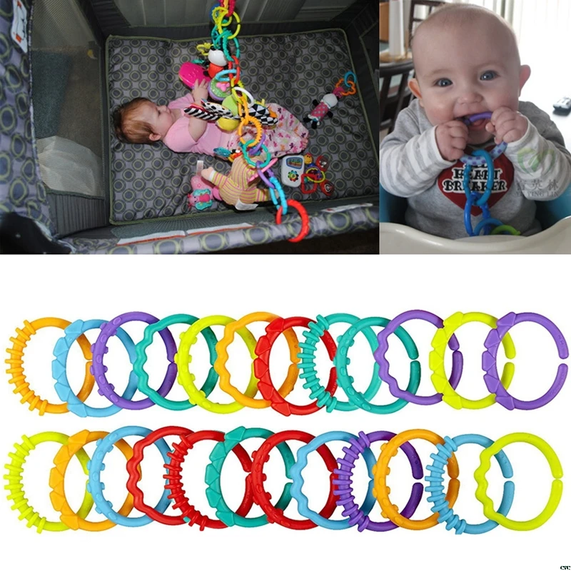 24 шт. Детские Кольца для прорезывания зубов красочные кольца радуги коляска подарок украшения игрушки# HC6U# Прямая поставка