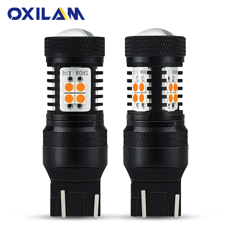 

2Pcs T20 W21/5W W21W WY21W 7440 7443 LED Light Bulb 3030 SMD with Projector for Car Turn Signal Lights Brake Lamp Amber Red 12V
